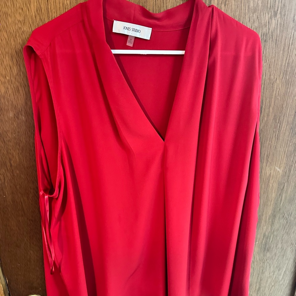 red sleeveless blouse